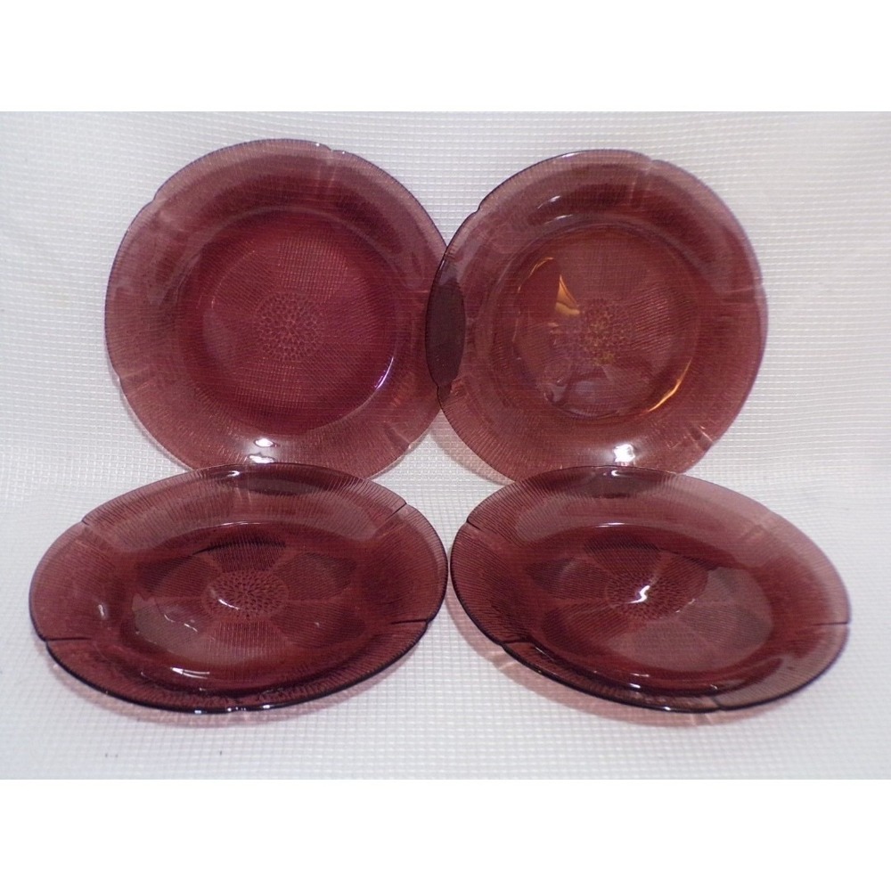 Fortecrisa Mexico Purple Amethyst Flower Shaped Dinner Plates Set of 4